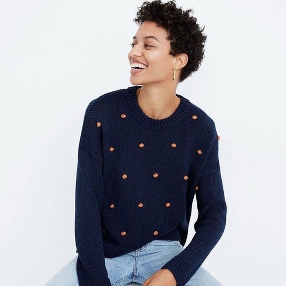 Madewell Navy Polka Dot Sweater